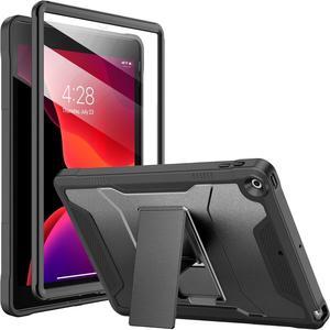 Case for iPad 9th/8th/7th Generation 10.2-Inch (2021/2020/2019 Release) with Built-in Screen Protector and Kickstand Rugged Full Body Protective Cover for  iPad 10.2 Inch - Black