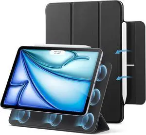 for iPad Air 11 Inch Case M3/M2 (2025/2024) iPad Air 5th/4th Gen (2022/2020) Powerful Magnetic Attachment Slim Trifold Stand Case Auto Wake/Sleep Durable Protection Black
