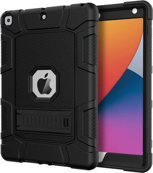 Case for iPad 9th Generation/iPad 8th Generation/iPad 7th Generation (10.2 Inch 2021/2020/2019 Model) Slim Heavy Duty Shockproof Rugged Protective Case for iPad 10.2 inch Black
