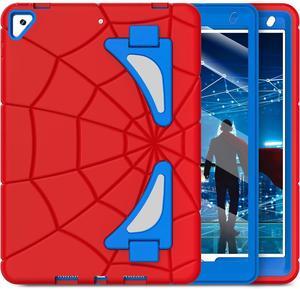 Case for iPad 9th Generation/iPad 8th 7th Generation 10.2 inch 2021/2020/2019 Heavy Duty Shockproof Rugged Protective Cover 10.2 with Stand Kids Red+Blue