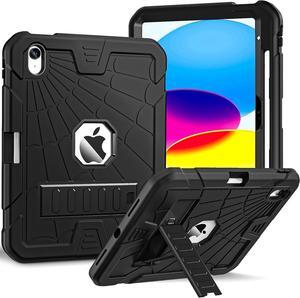 Sibeitu for iPad 11th A16 2025 & 10th Generation Case 10.9 Inch 2022 with Pen Holder Rugged Shockproof iPad 10 Case with Kickstand Heavy Duty Protective Cover for iPad 11-inch/10th Gen | Black