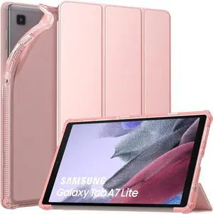 Case Fits  Galaxy Tab A7 Lite 8.7 2021 (SM-T225/T220/T227) Slim Lightweight Smart Case Trifold Stand Case with Soft TPU Translucent Frosted Back Shell for Galaxy Tab A7 Lite Rose Gold
