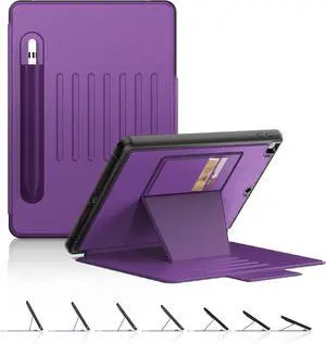 Magnetic Case for iPad 9th/8th/7th Generation 10.2 Auto Sleep/Wake Case with Pen Holder Card Slot for iPad 10.2 2021/2020/2019 Purple