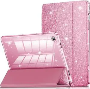 Galaxy Tab A9 Plus 5G Case Glitter Leather Cover with Sparkly Clear Back for  Galaxy Tablet A9+/A9 Plus 11 Inch 2023 Model (SM-X210/X216/X218)[Auto Wake/Sleep] for Girls Kids Pink