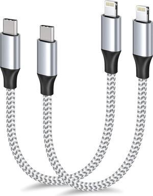 1ft USB C to Lightning Cable Short 2 Pack PD USB C iPhone Charger Cable MFi Certified 12 inch Fast Charging Type C to Lightning Cord Nylon Braided for iPhone 14/13/12/11Pro/X/XR/XS/8/7/6s/Plus/iPad
