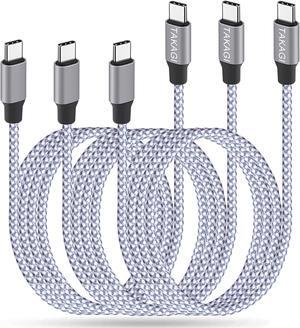 USB C Cable for iPhone 16 15 Pro Max Fast Charger Cord braided USBC to USB C Cable 60W 6ft 3Pack Data Sync Type C Cable for iPhone 15 16 Plus/iPad Mini 6 Pro 12.9/MacBook Pro/Air 4/5/Galaxy S24/23/22
