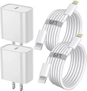 iPhone Fast Charger iPhone Charger Fast Charging 2Pack PD 6FT Type C Quick USB C to Lightning Cable Cord Fast Charger iPhone USB C Wall Block Plug for iPhone 14 13 12 11 Pro Max XR XS X iPad AirPods