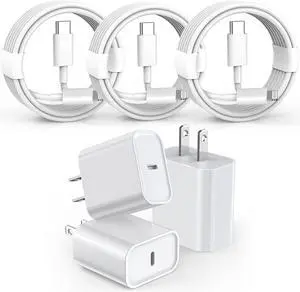 3 Pack Fast Charger iPhone [ MFi Certified] 6FT iPhone Charger Fast Charging USB C Wall Charger Adapter 6 Foot Type C to Lightning Cable with iPhone 14 Pro Max/13 Pro/12/12 Pro/11 Pro Max/XS Max