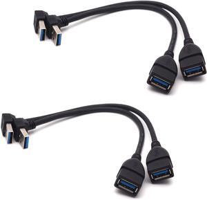 USB 3.0 Right Angle 90 Degree UP & Down Extension Cable Male to Female Converter Data Adapter Cord 2 Pairs