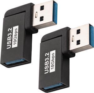 USB 3.0 90 Degree Left Right Angle USB-A Male to Female Adapter Extender Connector USB Extension Adapter 2 Pcs for Laptops Wall Chargers Power Banks