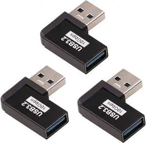 USB 3.2 90 Right Angle Adapter 10Gbps USB A Male to Female Connector Supports Data Transfer and OTG Charging