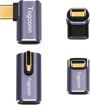Right Angle USB C Adapter 4-Pack Multi-Type 90 Degree USB Type-C Male to Female Extender Connector 40Gbps 8K@60Hz Compatible with MacBook Pro/Air iPhone 15/15 Pro Max iPad Pro Tablet Phone