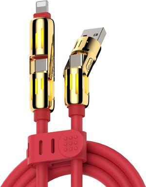 4-in-1 Multi USB Charging Cable -MAX 240W Fast Charging/Charger Cord with USB A+Type C for iPhone 16/15 14 13 iPad  Galaxy MacBook iPad Tablets and More (Red 6.6Ft)