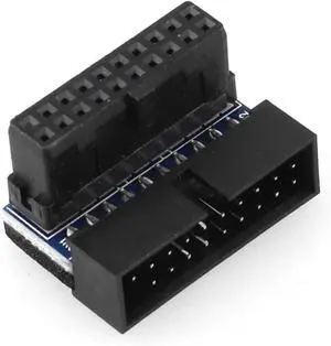 USB 3.0 90 Degree Adapter Black USB 3.0 19Pin/20Pin Male to Female L Turn Right Angle Power Adapter Motherboard Down Angled