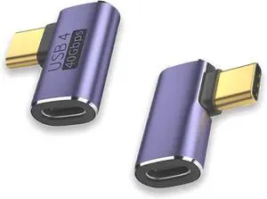 USB C 90 Degree Adapter (2 Pack) 40Gbps Data Transfer USB Type C Male to Female Right Angle Extender for Steam Deck Switch Thunderbolt4 Laptop Mobile Phone Tablet