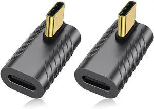 240W USB C 90 Degree Adapter (2 Pack) 40Gbps USB C Right Angle Connector Extender for MacBook iMac iPad Pro Tablet Phones and Other Type C Devices