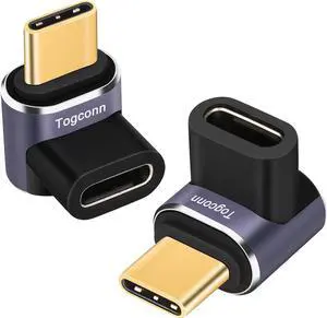 90 Degree Right Angle USB C Adapter (2 Pack) USB Type-C Male to Female Extender Connector 40Gbps 8K@60Hz Compatible with MacBook Pro/Air iPhone 15/15 Pro Max iPad Pro Tablet Phone More