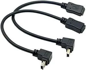 2pcs 90 Degree Up & Down Direction Angled Mini USB 5 Pin Male to Female Extension Cable 0.2m