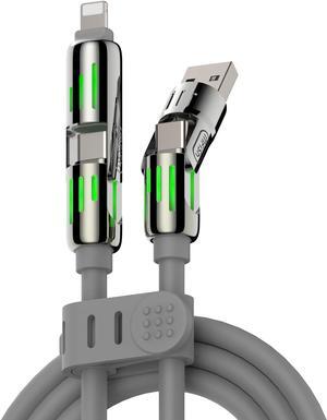 4-in-1 Multi USB Charging Cable -MAX 240W Fast Charging/Charger Cord with USB A+Type C for iPhone 16/15 14 13 iPad  Galaxy MacBook iPad Tablets and More (Grey 6.6Ft)