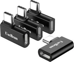 USB-C 90 Degree Adapter 4Pack USB C Right Angle Adapter 100W 20Gbps 4K Video USBC Male to Female USBC L Shape Extender for iPhone 16 MacBook ROG Ally Steam Deck Switch Galaxy S25