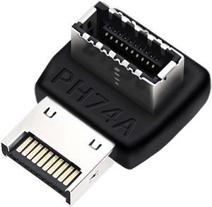 USB C Motherboard AdapterUSB 3.2 Type E 90 Degree Front Panel Internal Connector Header Converter for Motherboard Black C