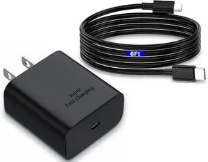 for  Charger Super Fast Charging 45W USB C Super Fast Charger with 6FT Type C Charger Cable Cord for  Galaxy S25/S24/S23/S22/S21/Ultra/Plus/FE Note 20 Galaxy Tab S9 Z Fold/Z Flip A55 A15
