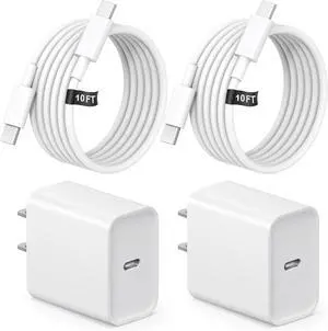 10FT iPhone 16 15 Charger Fast Charging USB C Charger Block Type C Chagrer Fast Charging 2-Pack for iPhone 16/16 Plus/16 Pro/16 Pro Max/15/15 Pro Max