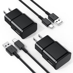For Samsung Galaxy S10/S9/S8 2Pack Adaptive Android Charger with USB Type C Fast Charging Cable for Galaxy S8/S9/S10 Plus/S10E/ S20/S20 Plus/S21/S21 Ultra/Note 8/9/10/20