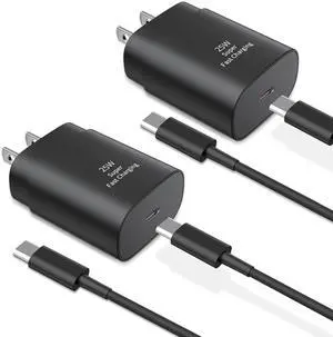 Type C Charger Fast Charging 2Pack 25W Super Fast USB C Charger Block with 6Ft USB C Cable Compatible with  Galaxy S24 Ultra/S23/S22/S21/S20/Note 20/10 Pixel 6 5 4 Pro XL/iPhone 15 Series