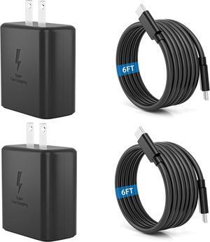 2025 New 45W Super Fast Charger Type C USB C Android Charger with C to C 6FT Long Type C Fast Charging Cable 2Pack for  Galaxy S25/S25+/S25 Ultra/S24/S24+/S24 Ultra/S23/S23+/S23 Ultra/S22/S21