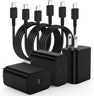 3Pack 45W USB C Charger for Samsung Galaxy S24 Ultra, Super Quite Fast Charging Type C Block with 6FT C to C Cord for Samsung Galaxy Tab S9 S8 S23 Ultra S22 Ultra S23 S22 S21 Note 10 Plus 20