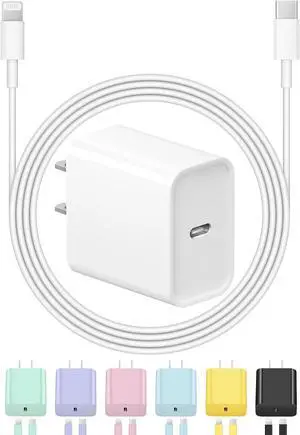 iPhone Charger Fast Charging USB C Charger Block Type C Charger Fast Charging 20W PD Wall Charger with 6FT iPhone Charger Cord for iPhone 14/14 Pro Max/13/13 Pro Max/12/12 Pro Max/Pro iPad