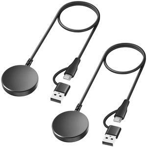 Upgraded 2 in 1 USB C/A Charger for  Galaxy Watch 7/6/6 Classic/5/5 Pro/4/4 Classic/3/Active 2/Active 1/Ultra/Fe Fast Charging Galaxy Watch Charger for  Galaxy Watch 3.4Ft 2Pack