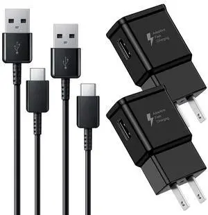 Adaptive Fast Charging Wall Charger and 5-Feet USB Type C Data Cable Kit Compatible with  Galaxy S10/S10+/S9/S9+/S8/S8+ Note 8/Note 9 & Other Smartphones (Black)