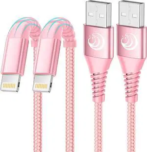 iPhone Charger 10 ft 2Pack ( Certified) Lightning Cable 10 Foot Nylon Braided Fast Charging Extra Long 10ft iPhone Cord Compatible with iPhone 13 12 11 XS XR 10 8 7 6 Plus - Pink