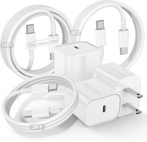Fast Charger for iPhone 16 15 Charger Fast Charging 3Pack, 3+6+10ft USBC to USBC Cable Cord &20W Type C Block for iPhone 16 Pro Max/16 Pro/15 Pro Max/15 Pro/16 Plus/15 Plus/iPad Pro/Air/Mini