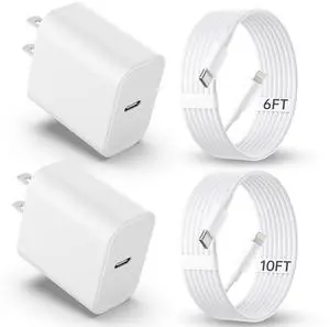 iPhone Charger Fast ChargingMFi Certified 2Pack 20W PD USB C Wall Charger 6&10FT Cable Fasting Charging Adapter Compatible with iPhone 14Pro/13 Pro/12/12 Pro Max/11 Pro Max/XS Max/XS/XR/X/8 and More