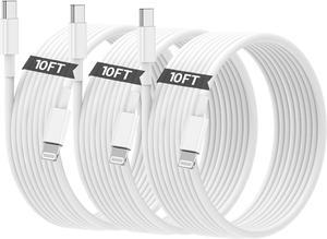 USB C to Lightning Cable (3pack 10ft) iPhone Fast Charger Cable [MFi Certified] Original Fast Charging Type C iPhone Charger Cord for iPhone 14/13/12/12 Pro Max/11/Xs Max/XR/X iPad