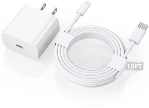 iPhone Charger  MFi Certified 10FT Extra Long Fast Charging Type C to Lightning Cable with 20 PD USB C Wall Charger Block for iPhone 13/13 Pro/13 Pro Max/13 Mini/12/Pro/Max/Mini/11/XR/X/8/Plus
