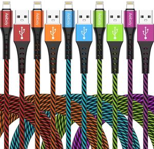 iPhone Charger 5Pack 10FT [ MFi Certified] Lightning Cable Nylon Braided Fast Charging Phone Cord Compatible with iPhone 14 13 12 11 Pro Max XS XR X 8 iPad