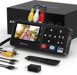 Portta VHS to Digital Converter, Video to Digital Recorder with Remote, RCA to HDMI Converter Compatible with VHS, VCR, DVR, DVD, Cassette, Hi8, Mini DV Players, Camcorder, Gaming Consoles