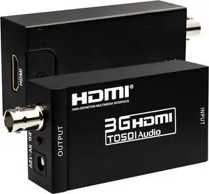 HDMI to SDI Converter 3G-SDI/HD-SDI Converter Audio Video Adapter Support 1080P 1080I for Camera Home Theater Monitora and Professional Video Production