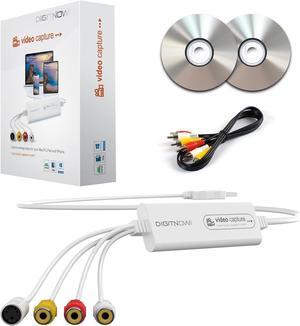 VHS to Digital Converter USB Video Capture Card Video Capture Device RCA TO USB Converter Convert VHS VCR Hi8 Mini DV to Digital/DVD For Tape Player Camcorder Camera PC TV Windows Mac OS Compatible