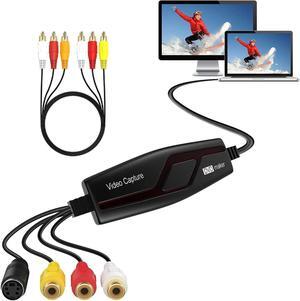 VHS to Digital Converter Video Capture Card Device VHS VCR Hi8 Mini DV to Mac Digital Converter RCA to USB Video Converter for PC TV Tape Player Camcorder MAC Windows Vista Compatible