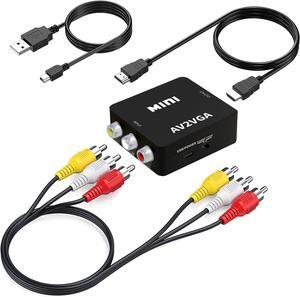 RCA to HDMI Converter AV to HDMI Adapter 1080P Mini RCA Composite CVBS AV to HDMI Video Audio Converter Adapter for Xbox /PS4 /TV/STB/VHS/VCR- with RCA and HDMI Cable(Not for TV with RCA Port)