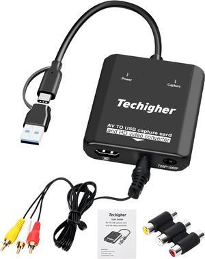 VHS to Digital Converter & RCA to HDMI Adapter USB Video Capture Card for VCR/DVD/AV/PS2/Wii av to hdmi converter Analog to Digital & HD Display Output wii hdmi adapter Save/Convert OldVideo
