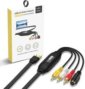 Video Capture USB 2.0 Capture Card 1080P RCA to USB Converter-Convert VHS to Digital VCR to Digital Converter for Mac OS Windows 7 8 10 11 Compatible with Camcorder Camera PC TV (Male)