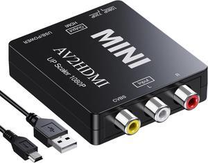RCA to HDMI Converter AV to HDMI Converter 1080P Mini RCA AV Composite Video Audio to HDMI Converter Adapter Supporting PAL/NTSC for TV/Wii/PC/PS 123/ STB/Xbox/VHS/VCR/Blue-Ray DVD Players