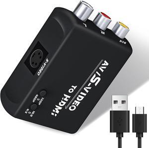 S Video to HDMI Converter AV to HDMI Converter Composite to HDMI Converter CVBS Video Audio Adapter Compatible for PAL/NTSC for TV/PC/PS1/PS2/ STB/Xbox/VHS/VCR/DVD.(Black)