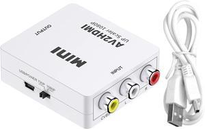 RCA to HDMI AV to HDMI Converter 1080P Mini RCA Composite CVBS Video Audio Adapter for PAL/NTSC TV/PC/ PS3/ STB/Xbox VHS/VCR/Blue-Ray DVD Player